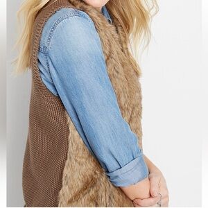 Maurices zip front fur vest